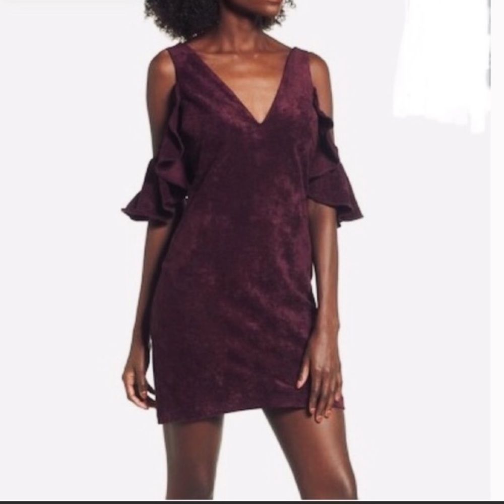 delvin purple velvety dip V dress